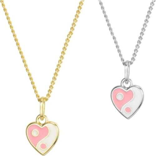 Creative Tai Chi Elements Heart Pendant Necklace Gold Silver Color Clavicle Chain Necklace Fashion Womens Jewelry Accessories