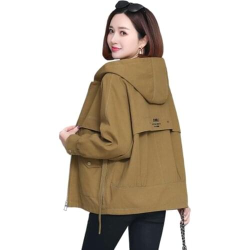 Womens Jackets 2021 New Spring Hooded Basic Coat Long Sleeve Causal Famale Windbreaker Zipper Bomber Jacket Outwear Plus Size