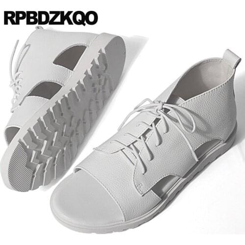 Summer casual soft luxury black flat designer shoes men high quality white genuine leather famous brand italian 2018 open toe