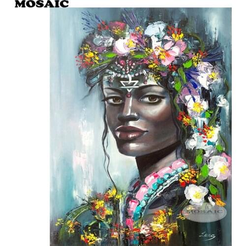 Mosaic 3D diamond embroidery African women 5d diy diamond painting handwork full resin diamonds with picture home decor B32