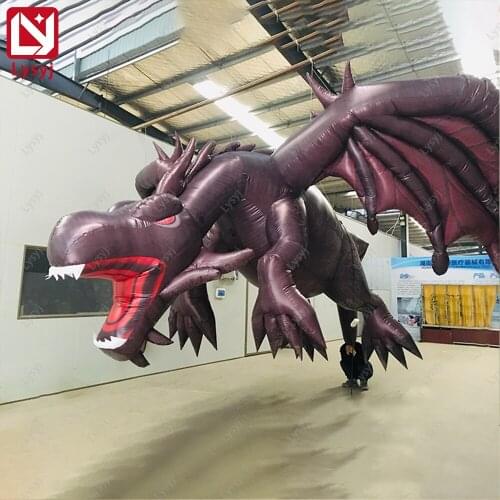 Personalized Lighted Inflatable Dragon Model 4m Black Green Colorful Hanging Air Blower Flying Dragon Balloon For Concert Party