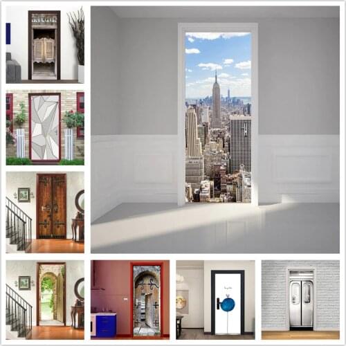 Stickers on the Doors Peel and Stick Wallpaper DIY Vinyl Adhesive Waterproof Poster Room Decoration Wall Mural Decal Home Design