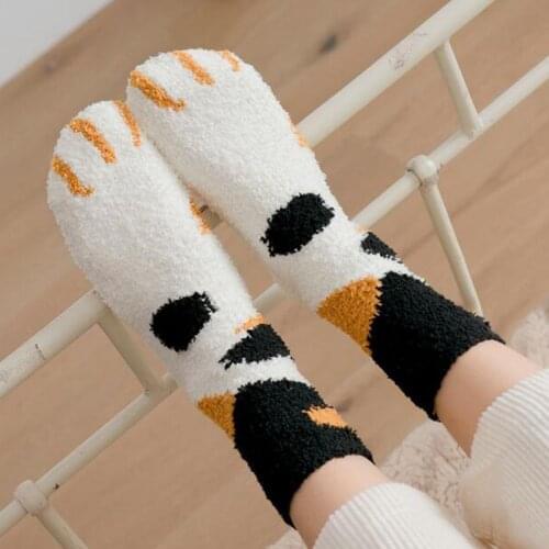 3D Coral fleece Socks Cute Cats Claws Short Socks Cartoon Funny Animal Paw Socks 1 Pair
