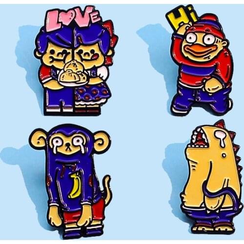 New Fashion Blue Monkey Doll Dinosaur Enamel Pin Animals Brooch Denim shirts bags Celebrated fashion Jewelry Gift for Friends
