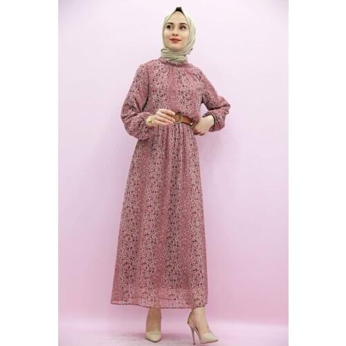 New Season Muslim Fashion Hijab Summer Beli Wheel Arched Dress Pink