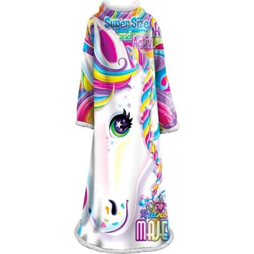 Custom Unicorn Throw Sleeve Blanket Print on Demand Sherpa Blanket for Bed POD Customized DIY Plush Thin Quilt Dropshipping
