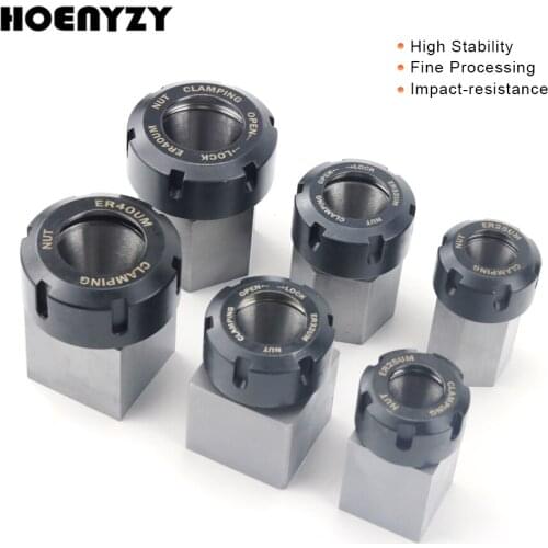 Square ER32 ER25 ER40 Chuck Block Hard Steel Hex ER Spring Collet Seat Suitable For CNC Lathe Engraving Cutting Machine