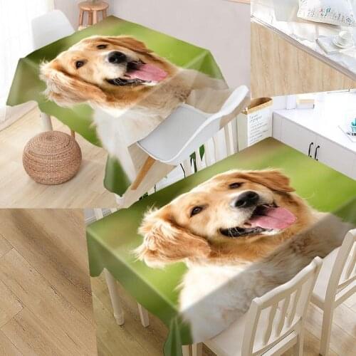 Cute Dog 02 Custom Table Cloth Oxford Fabric Rectangular Waterproof Oilproof Table Cover Family Party Tablecloth