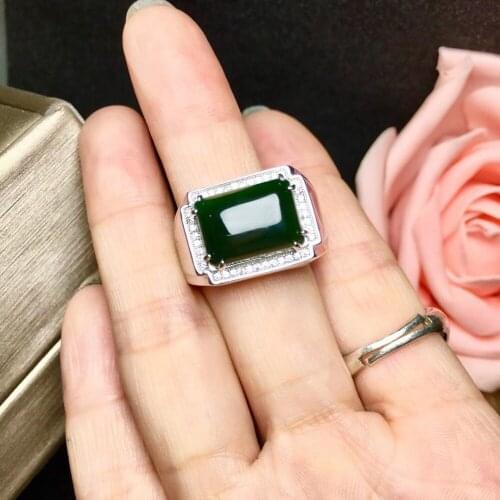 Real And Natural Jasper Ring Man ring Free shipping 925 sterling silver 10*14mm gem For men Fine handworked jewelry