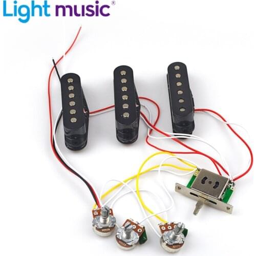 SSS 2T1V Electric Guitar Pickup Wiring Harness Prewired 5-way Switch for ST Electric Guitar Black White Guitar Pickup