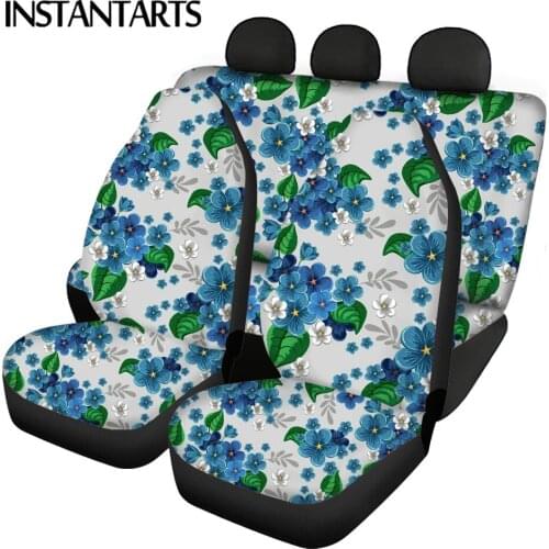 INSTANTARTS Stylish Plum blossom Printed Slip-Resistant Universal Car Front and Back Seat Covers Anti-Slip Vehicle Seat Cushion