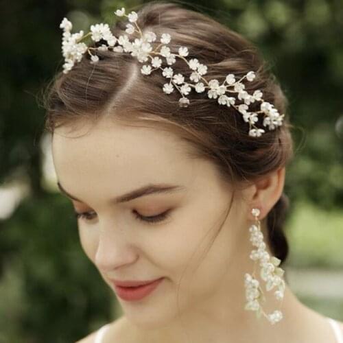 White Color Simulated flower Bride Tiara Fashion Wedding Bridal Headband Headdress Women Hair Ornament