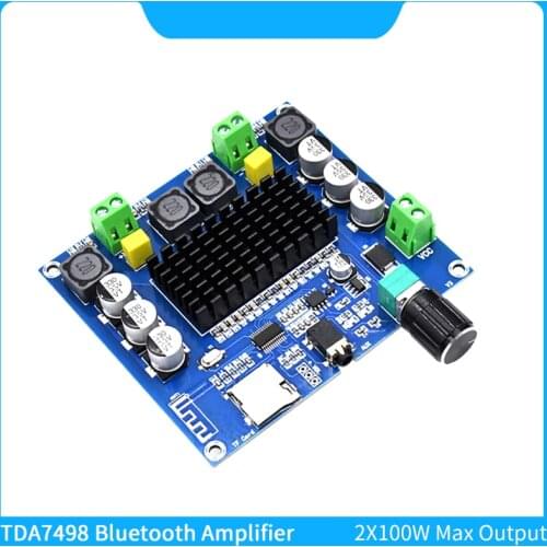 TDA7498 Audio Amplifier Bluetooth 5.0 100W+100W High Power Amplifiers Board AUX TF Card Class D 2.0 Channels TDA7498 Amp Module