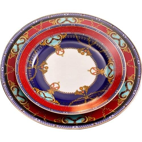 Vintage Plate Dish Creative Ceramic Snack Tableware Turkish Tapas Dishes Bone China Steak Plate Salad Assiette Tableware EH50PL