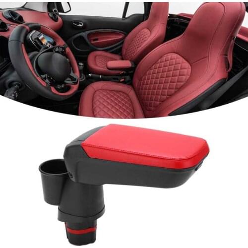 Central Armrest Box with Cup Holder Red Replacement for Mercedes Smart Fortwo Forfour 453 2015 2016 2017 2018 2019