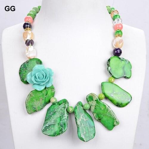 GuaiGuai Jewelry Natural Sea Sediment Jasper Amethyst Shell Resin Flower Statement 19