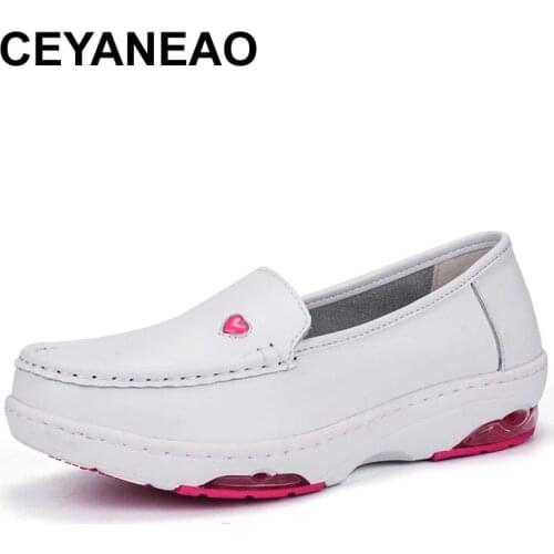 CEYANEAO New Summer Autumn Shoes Woman Genuine Leather Women Flats Female Moccasins Shoe Slip On Womens Loafers Big Size 35-42
