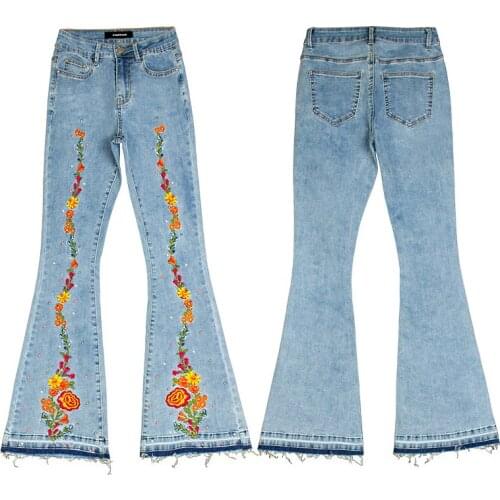 Flared pants ladies fashion jeans embroidery embroidery wide-leg pants DSQBRAND womens casual street luxury high quality
