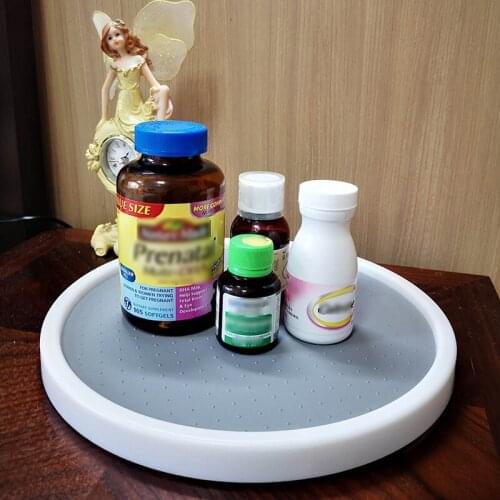 10 Inch Seasoning Tank Spice Storage Rack Pantry Cabinet Turntable Tray with Wide Base Organizer for Kitchen Bathroom