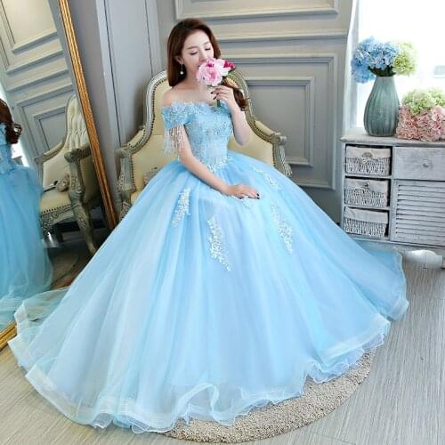100%real luxury light blue cosplay vintage ball gown royal Medieval Renaissance Victorian dress Belle ball