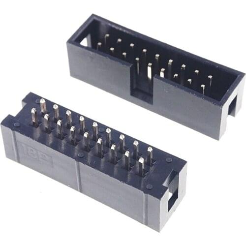 100 Pcs Shrouded Box header IDC Socket 2.54mm 2x9 Pin 18 P straight Male square pin 0.64mm 2 rows 2.54 Through hole DIP