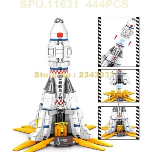 107032 444pcs Space Q Version Carrier Launch Vehicle Rocket Building Blocks Toy