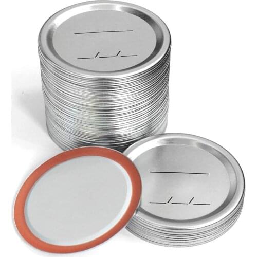 12Pcs 70mm 86mm Reusable Mason Jar Lids Wide Mouth Regular Mouth Leak-Proof Seal Silver Lid Canning with Silicone Seals Rings