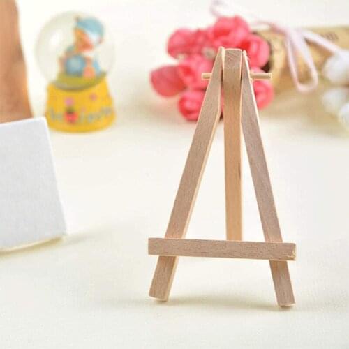 12 Pack 5 Inch Mini Wood Display Easel Natural Wooden Tripod Holder Stand for Displaying Small Canvases and Photos