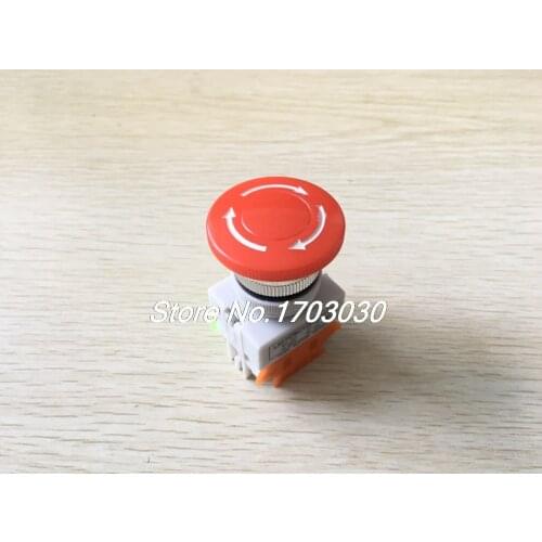 2pcs 660V 10A DPST Panel Mounting Self-lock Red Mushroom Head Emergency Botton Switch