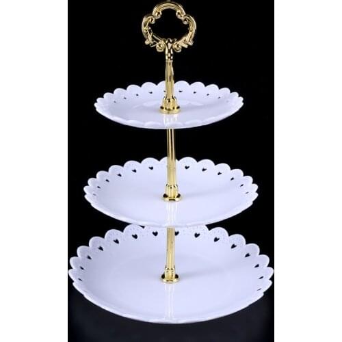3 Tier Wedding Birthday Party Cake Plate Afternoon Tea Dessert Stand Tray Fruit Snacks Display Tower