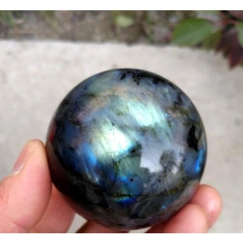 4.5cm NATURAL labradorite quartz crystal sphere ball healing+stand