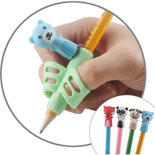 4Pcs 2/3 Two-Finger Pen Holder Silicone Baby Learning Writing Tool Correction Device Pencil Set Stationery Gift