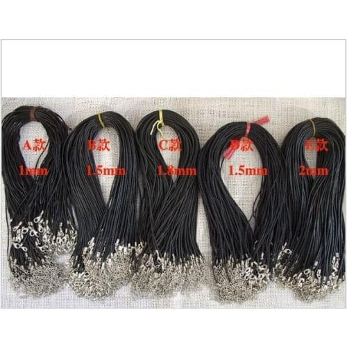 500pcs/lot black leather necklace Lanyard pendant use hide rope necklace string Korea Wax cord diy accessories