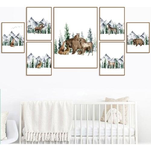 5D Diamond Painting Deer Bear Wolf Mountain Forest Landscape Diamond Mosaic Cross Stitch Kits Embroidery Full Round Home Decor