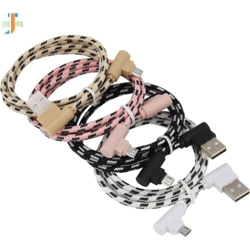 90 Degree Lattice Braided Cable USB C Micro USB Type C Fast Charging Charger Cable for IPhone X Xs Xiaomi Sony Cable 1000pcs/lot