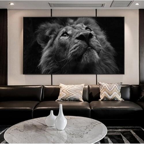 African Animal Black Lions Canvas Paintings on The Wall Art Posters and Prints Wild Animals Wall Cuadros Pictures for Home Decor