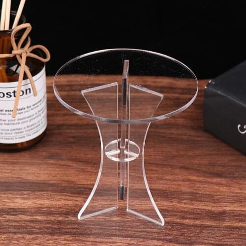 Acrylic Transparent 1/12 Dollhouse Miniature Garden Furniture Simple Round Table Coffee Table Doll House Decor Creative Gift