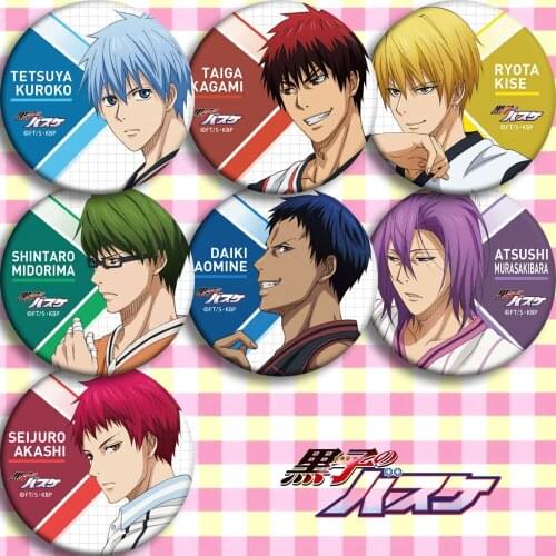 Anime Kurokos Basketball Kuroko Tetsuya Kagami Taiga Kise Ryota 58mm Tinplate Badge Pin Gift 12pcs Souvenir Collect Decoration