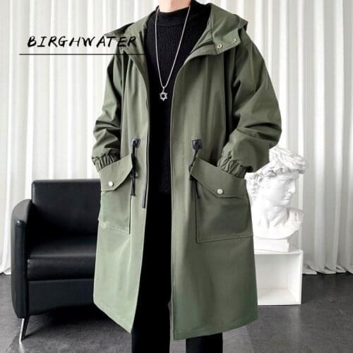 BIRGHWATER Men's Hooded Trench Coats