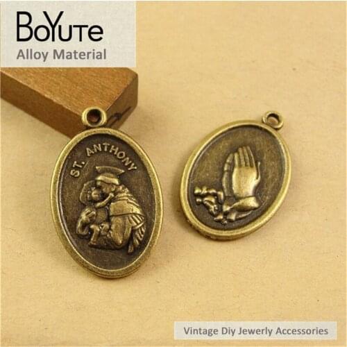 BoYuTe (60 Pieces/Lot) 26*16MM Vintage Accessories Parts Wholesale Antique Bronze Pendant Jesus Materials for Jewelry Findings