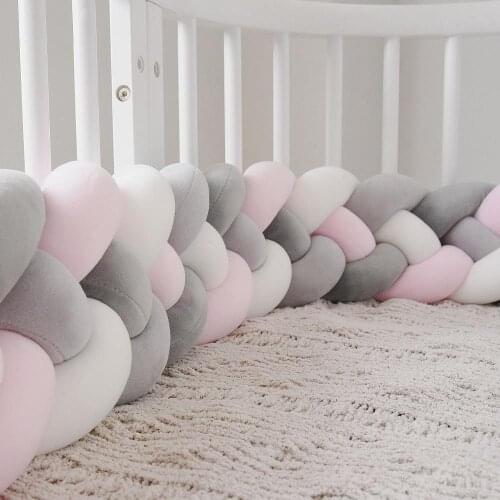 2.2M Baby Bed Bumper Knot Braid Pillow Cushion for Boys Girls Baby Cradle Bumper Crib Protector cuna para bebe Room Decor