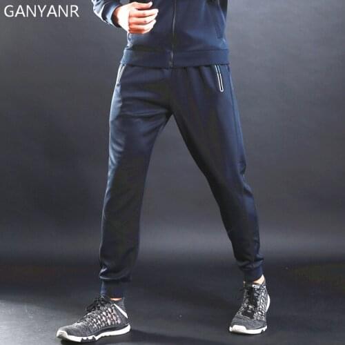 GANYANR Brand Running Pants Men Athletic Sports Leggings Training Gym quick Dry Long Trousers Slim Fitness Football Sweatpants