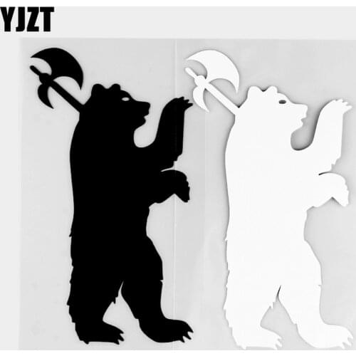 YJZT 15×8CM Exquisite Cartoon Car Sticker Axe Resistant Bear Funny Vinyl Decal Decorative Shape Black / Silver 20C-0435