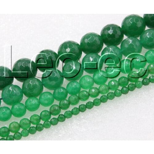 JQHS natural 12mm Round Faceted green jades Loose Beads Strand 15" DIY V1189