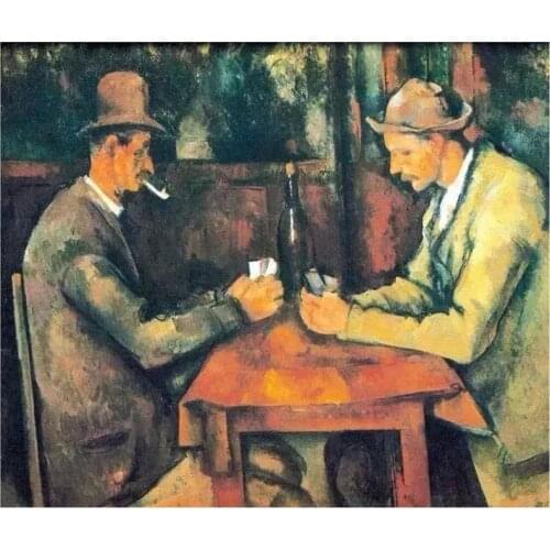 Paul Cézanne Famous Painting "The Card Players" 5D DIY Full Round Diamond Painting Cross Stitch 3D Embroidery Mosaic Wall Stick