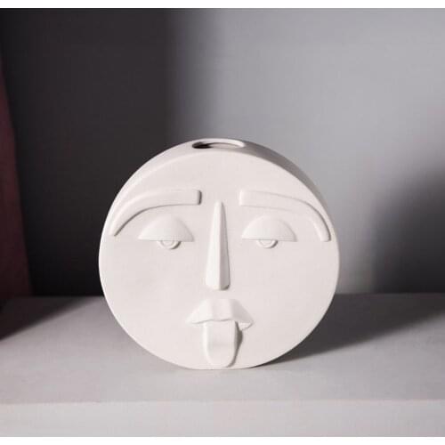 Nordic Style Ceramic Art Face Vase Innovative Decorative Indoor Plant Pot Countertop Vase Decoration For Living Room Bedroom