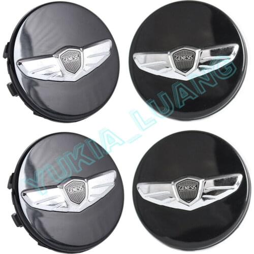 4pcs Genesis 60mm Angel Wing Wheel Center Hub Caps Black 18" 19" Wheel