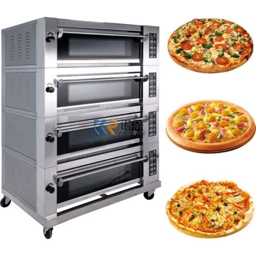 Commercial 4 Deck 8 Trays Restaurant Kitchen Baking Equipment Bakery Mmachines Electric Pizza Oven