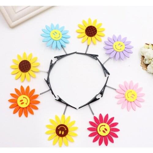 2PCS Baby Cute Sunflower Spring Hairpin Butterfly Hairpin Sun Flower Hair Accessories for Girls Gift