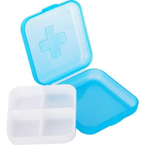 New pp Material Cross four grid plastic Pill Box frosted surface jewelry storage box Sleeping earplugs Container